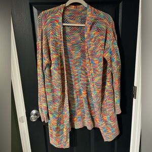 Colorful Knit Open Cardigan